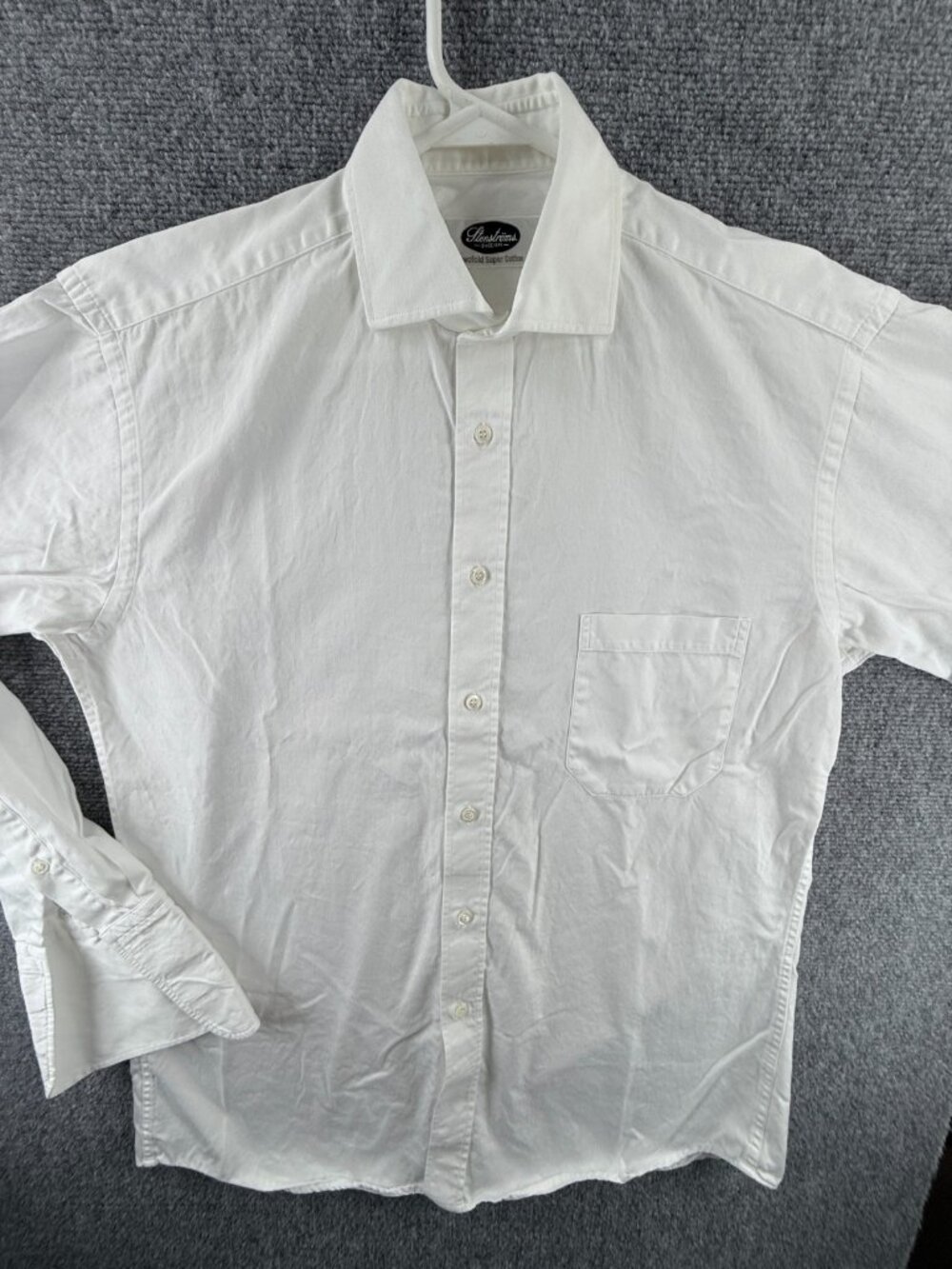 Stenstroms Twill Twofold Super Cotton 39 White Long Sleeve Mens Elegant Pocket